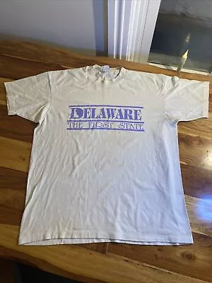 Vintage DELAWARE 302 THE FIRST STATE Single Stitch T Shirt  • $6.30