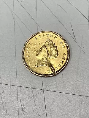 1854 One Dollar Gold US Coin Damaged  Previously Bent  Polished • $195