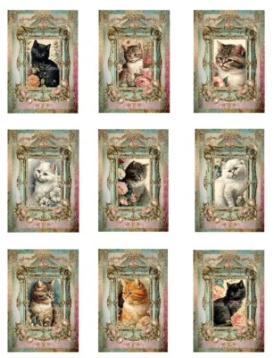$13.50 • Buy Vintage Cats B MULTI-SIZE Cotton Fabric Quilt Blocks Reproduction
