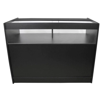 £259.99 • Buy Retail 1/4 Glass Shelf Counter Shop Showcase Display Cabinet Black B1200