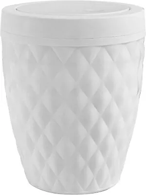 Addis 518030 Diamond Style Round Swing Lid Bathroom Bin White • £17.02