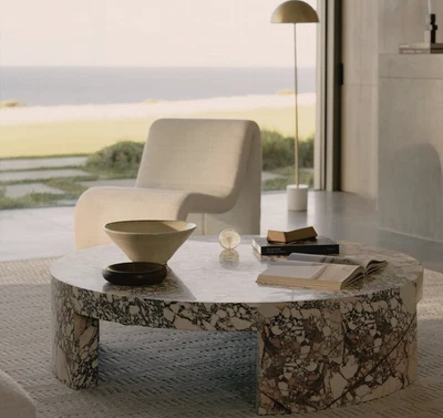 $4300 • Buy Brand New Coco Republic Veneta Round Coffee Table Calacatta Marble Rrp $5495