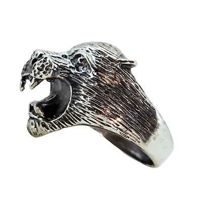 11.69 Gm 925 Sterling Silver Tiger Ring Animal Zodiac Ring For Men's & Boy's • £100.56