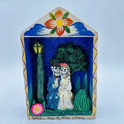 Day Of The Dead Wedding Love Shadow Box Mexican Peruvian Folk Art Figurine 6  • $35.95