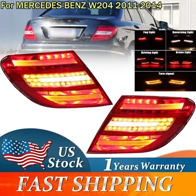 Pair LED Tail Light For MERCEDES-BENZ W204 C250 C350 C300 C63AMG Brake Rear Lamp • $189.97