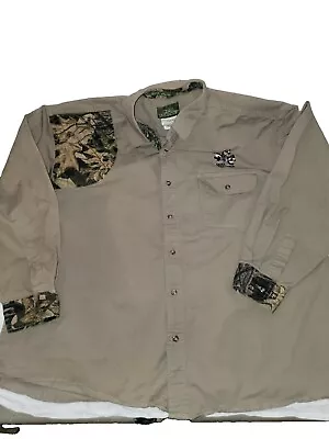 QUAIL UNLIMITED MOSSY OAK CAMO SHOOTING SHIRT Beige MENS XL Heavyweight  • $20