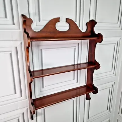 Antique Vintage Solid Wooden Wall Mounted Plate Rack Bookcase Shelf / Shelves • £139.99