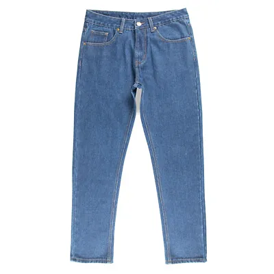 Mens Jeans Work Straight Regular Denim Pants Rigid Light Mid Dark Blue • $19.95