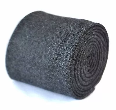 £15.99 • Buy Frederick Thomas Designer Wool Mens Tie - Dark Grey - Plaim Skinny Necktie
