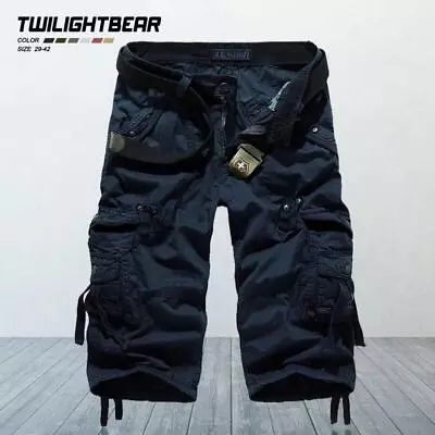 Men Cotton Combat Pants Multi-pocket Cargo Shorts 3/4 Long Length Shorts Fashion • $23.99