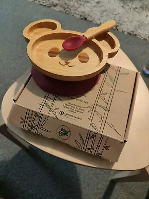 BIOZOYG Mouse Bamboo Plate And Spoon Set Suction Plate Stay-Put Design • £9.50
