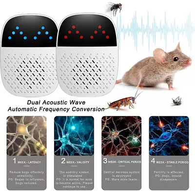 1-8X Ultrasonic Pest Repeller Reject Rat Mouse Spider Scarer Deterrent Repellent • £46.99