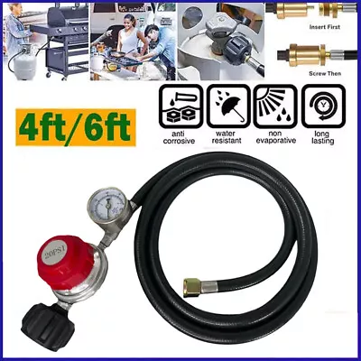 6 Ft Propane Regulator And Hose 0-20PSI With PSI Gauge Fit Type1 QCC1 Gas Grill • $19.99