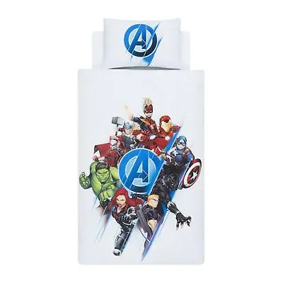 Marvel Single Duvet Cover Set 2-in-1 Design Avengers Superhero Group Cotton Kids • £21.99