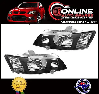 Headlight PAIR Fit Holden Commodore VY SS SV8 02-04 Black Head Light Lamp • $239