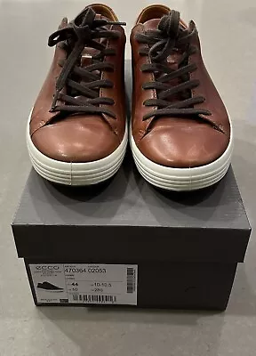 ECCO Men’s Soft 7 City Tie Brown Leather Sneakers MINT W/ Box US Size 10-10.5 • $70