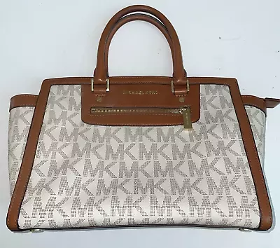 MICHAEL KORS SELMA Signature Logo Large Satchel 30T4GLZS3B VANILLA • $55