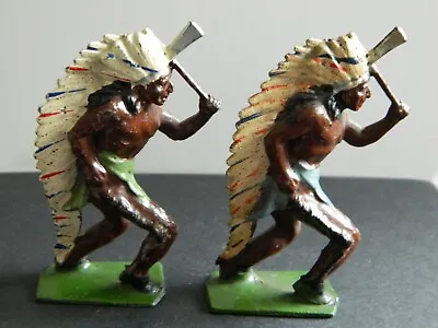 Lot Of 2 John Hill Co Indian Chief With Tomahawk  Vintage Lead Figures • $32