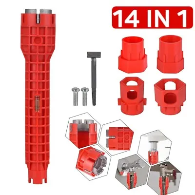 14 In 1 Faucet Sink Basin Installer Pipe Wrench Tap Spanner Multifunction Tools • £6.59