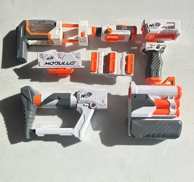 LOT OF 8 Nerf Modulus Attachments - Barrel/Scope/Pistol Grip • $44.77