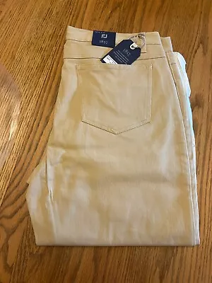 FootJoy Mens 1857 Suede Cotton Twill 5-Pocket Golf Pants 34 X 32 Tan • $45