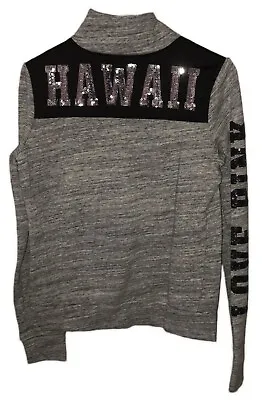 LOVE PINK Victoria's Secret Sequins Beads Hawaii Quarter Zip Jacket XS Gray • $69.99