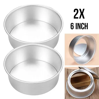2x 6 Inch Cake Mold Round DIY Cakes Pastry Mold Baking Tin Pan Reusable AU • $18.99
