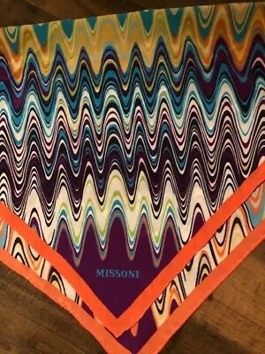 Authentic Preowned Colorful Missoni Zig Zag Silk Scarf Pocket Square 17  X 17   • $149.99