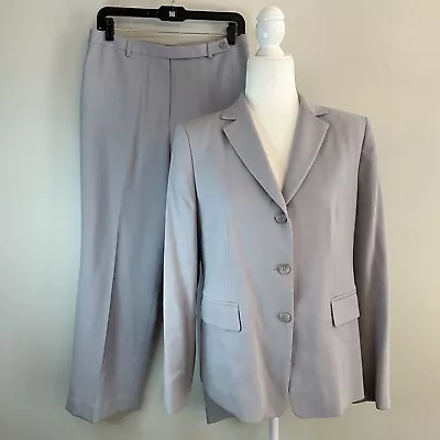 J. Crew Women’s 2 Piece Gray Blue Wool Suit Size 12 (Blazer) & 10 (Pant) • $35.05