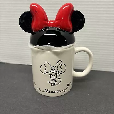 New Disney Sketchbook Minnie Mouse Mug With Minnie Mouse Ears Topper • $16.99