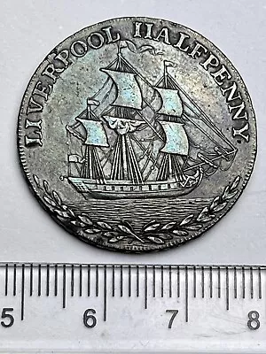 1791 Proof Copper Conder Token - Old Sailing Ship - Liverpool (D473) • £85