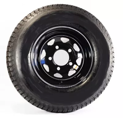 ECustomrim Radial Trailer Tire On Rim ST205/75R15 Load C 5 Lug Black Spoke Wheel • $138.97