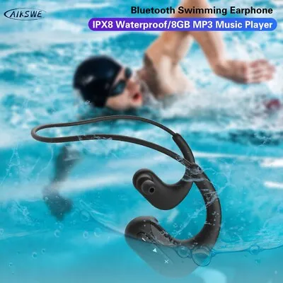Waterproof Earphones Swimming Headphones Bluetooth 8GB IPX8 Wireless MP3 Earbuds • $76.99