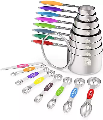 Measuring Cups Magnetic Measuring Spoons Set 16 Pcs Stainless Steel Stackable • $33.33