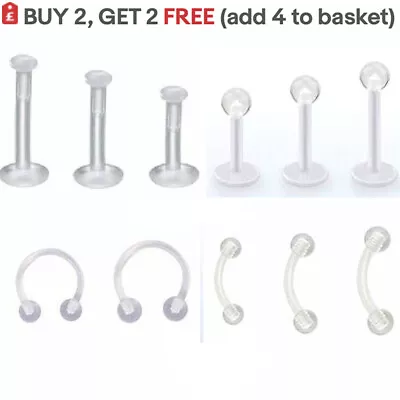 £1.49 • Buy Labret Tragus Bars Nose Stud Eyebrow Bar Retainers Horseshoe Bars Bioflex Soft