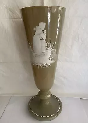 Mary Gregory XL 34cm Vase Large Original Antique Mary Gregory Glass Gold Gilt • $599