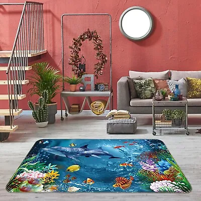 3D Cartoon Ocean World ZHUA2387 Game Non Slip Rug Mat Photo Carpet Vera • $32.10