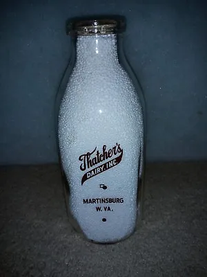 $40 • Buy Vintage Martinsburg W. VA Thatcher's Dairy Inc. Farm Quart Milk Bottle