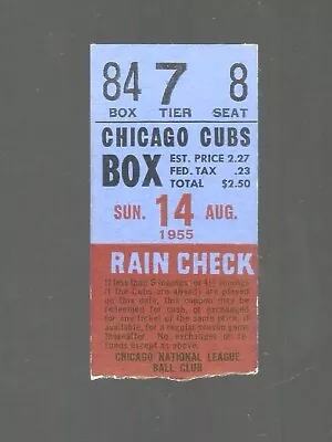 8/14/55  Cubs Vs Braves  Ticket Stub   Ex/mt+  Les Grobstein Find  Aaron  Banks • $44.99