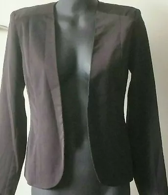 $24.95 • Buy WHITE CLOSET Long Sleeve Open Black Viscose Blazer Jacket Size 8 RRP $59
