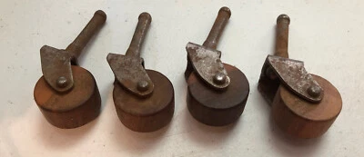 $20 • Buy Lot Of (4) Vintage Metal Steel Wood Caster Wheels