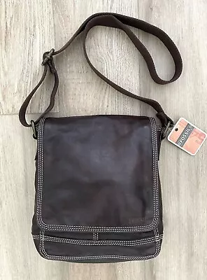 NWT Vintage FOSSIL Unisex Olympia City Bag Brown Leather Messenger Crossbody • $85