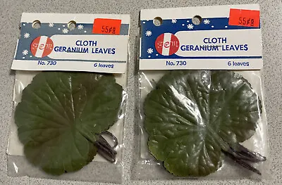 12 Green Geranium Leaf Leaves Silk? Wire VTG Millinery Supplies Hat Making Retro • $12