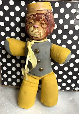 VINTAGE 1940s ANTIQUE  MONKO  BELL HOP MONKEY DOLL 13  By Jay Rue Novelties • $48.75