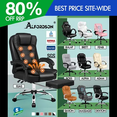 ALFORDSON Office Chair Mesh Executive Gaming Seat Leather Fabric Racing Tilt • $112.95