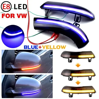 2pcs LED Side Mirror Dynamic Turn Signal Light For VW Golf 5 Jetta Yellow+Blue • $16