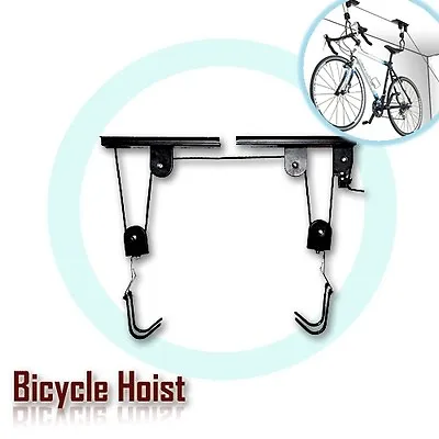 Bicycle Bike Rack Storage Hoist Surfboard Kayak Ladder Lift Ceiling Hooks Garage • $23.50