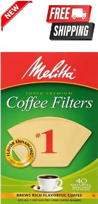 Melitta Cone Coffee Filters Natural BrownNo. 1 40-Count Filters Pack Of 12 • $38.79