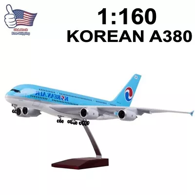 1/160 KOREAN A380 AIR PLANE Model LED Passanger Plane Resin Airplane W/ Lights • $89.96