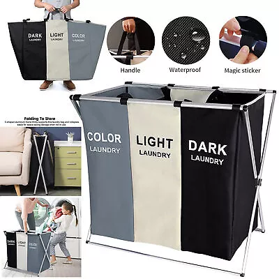 3 Bags Laundry Hamper Cart Large Laundry Sorter Dirty Clothes Basket Organizer • $20.25